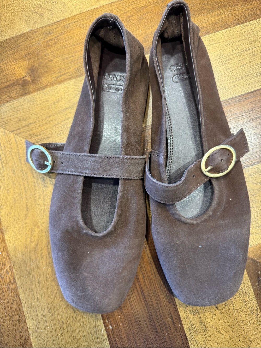 ASOS Brown Suede Mary Jane Flats with Buckle